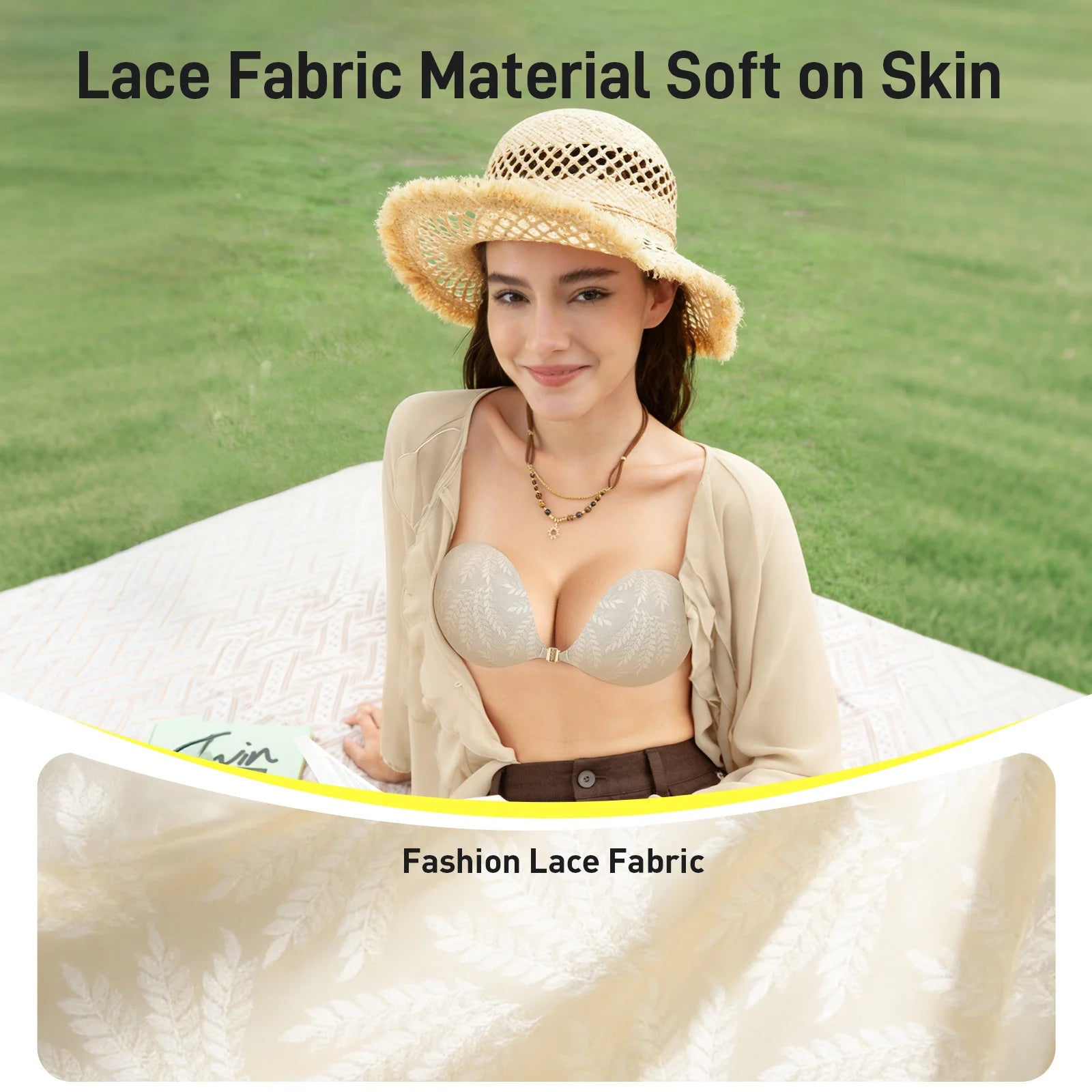 Patterned Magnetic Clasp Adhesive Bra - Image 5