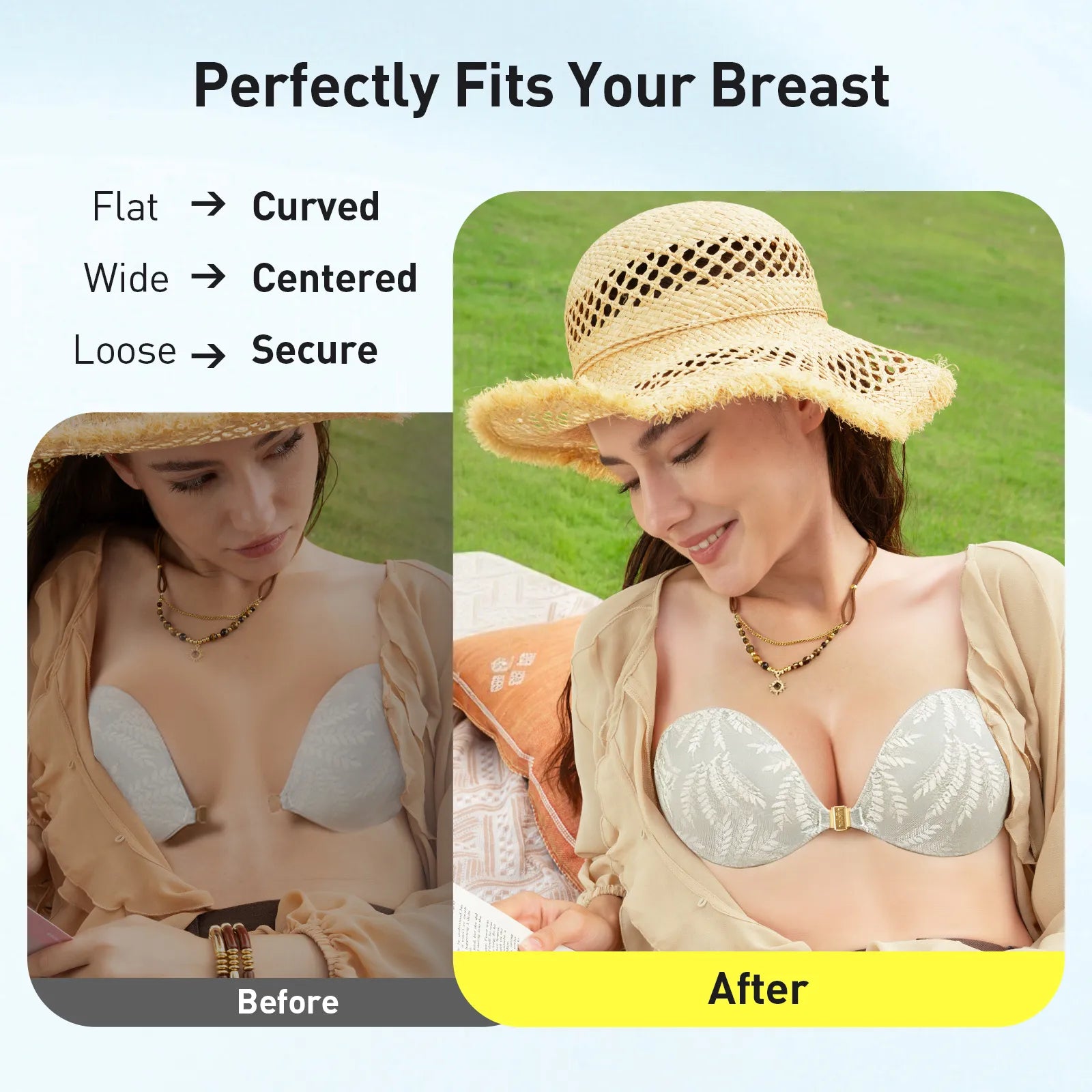 Patterned Magnetic Clasp Adhesive Bra - Image 7